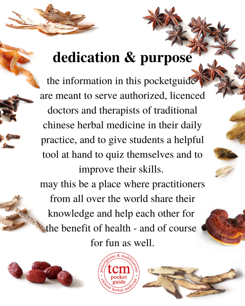 tcm pocketguide - dedication and purpose - chinese herbal medicine - tcm