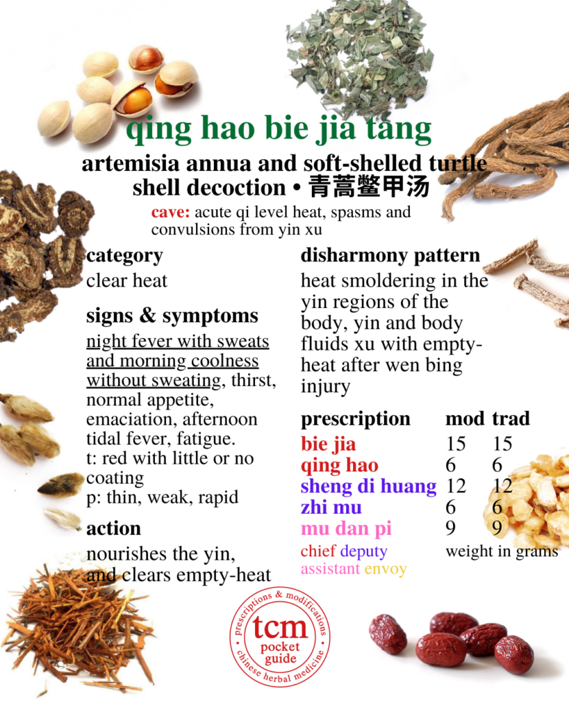 tcm pocketguide - qing hao bie jia tang • artemisia annua and soft-shelled turtle shell decoction • 青蒿鳖甲汤 - chinese herbal prescription - chinese medicine - tcm