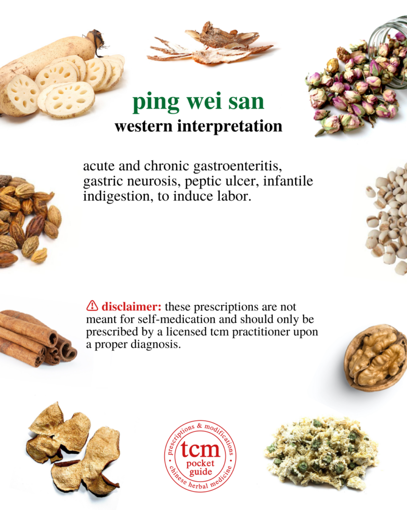 tcm pocketguide - ping wei san • calm the stomach powder • 平胃散 - western interpretation