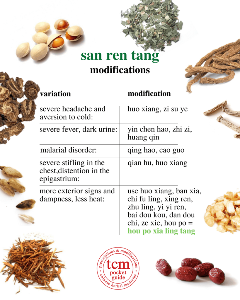 tcm pocketguide - san ren tang • three nut decoction • 三仁湯 - modificatiaons 1