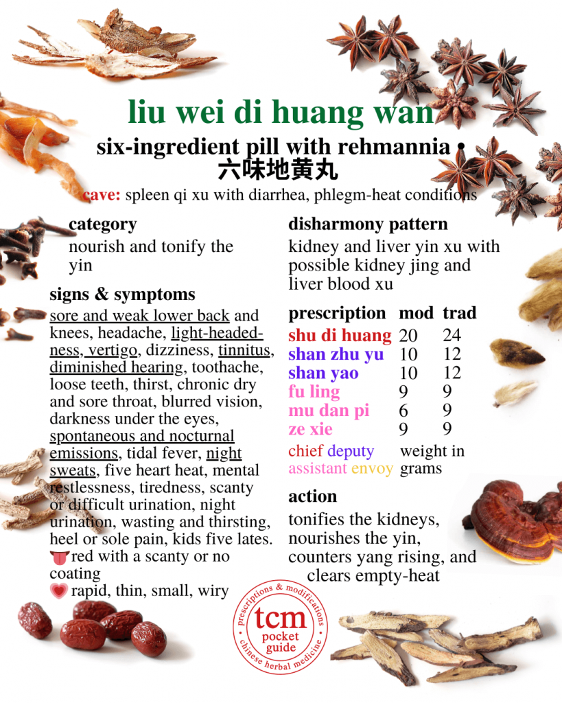 tcm pocketguide - liu wei di huang wan • six-ingredient pill with rehmannia • 六味地黄丸 - prescription