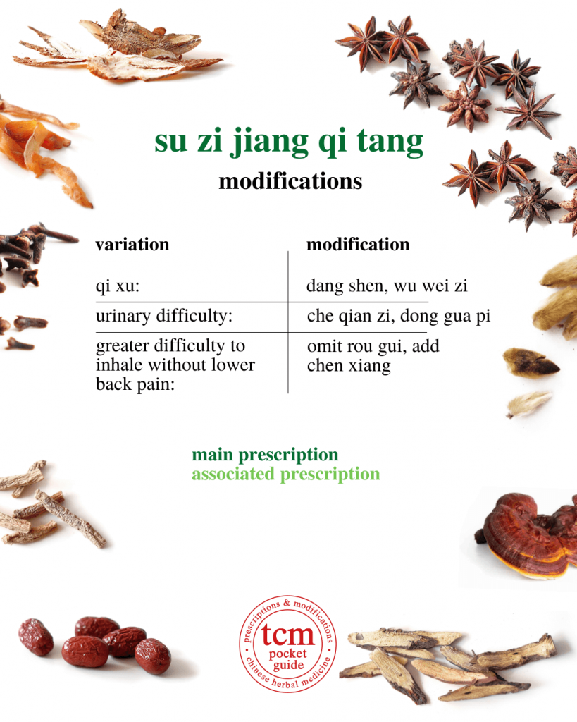 tcm pocketguide - su zi jiang qi tang • perilla fruit decoction for directing qi downward • 苏子降气汤 - modifications II