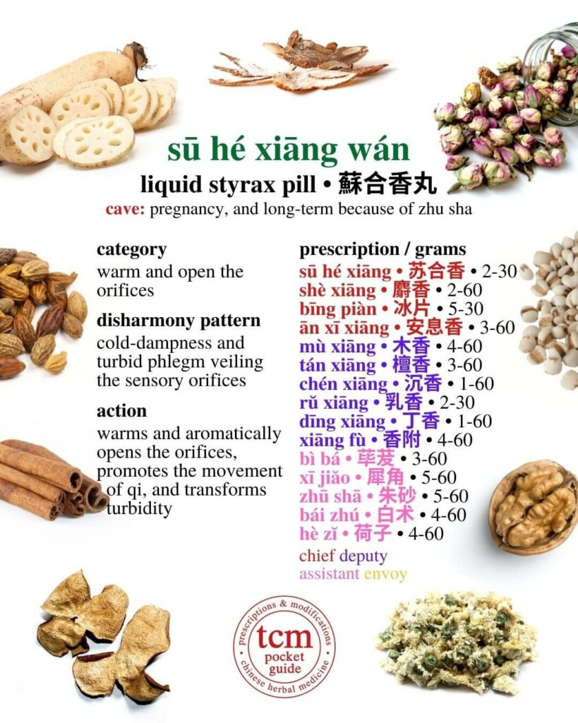 tcm pocketguide - su he xiang wan • liquid styrax pill • 蘇合香丸 - prescription