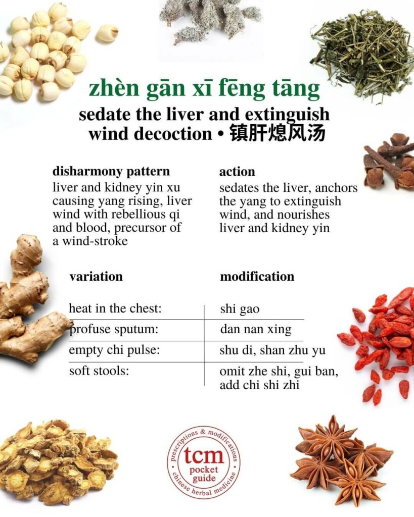 tcm pocketguide -zhen gan xi feng tang • sedate the liver and extinguish wind decoction • 镇肝熄风汤 - modification