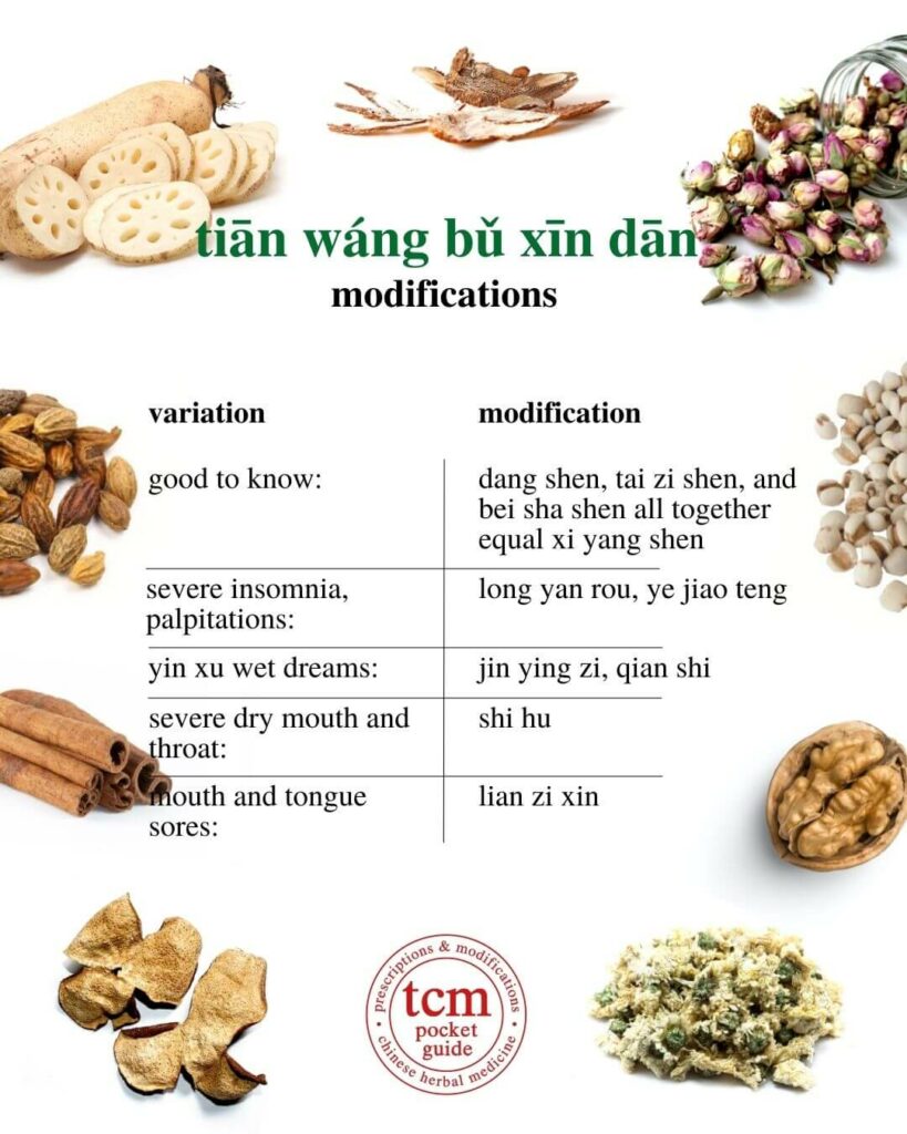 tcm pocketguide - tian wang bu xin dan • emperor of heaven's special pill to tonify the heart • 天王补心丹 - modification